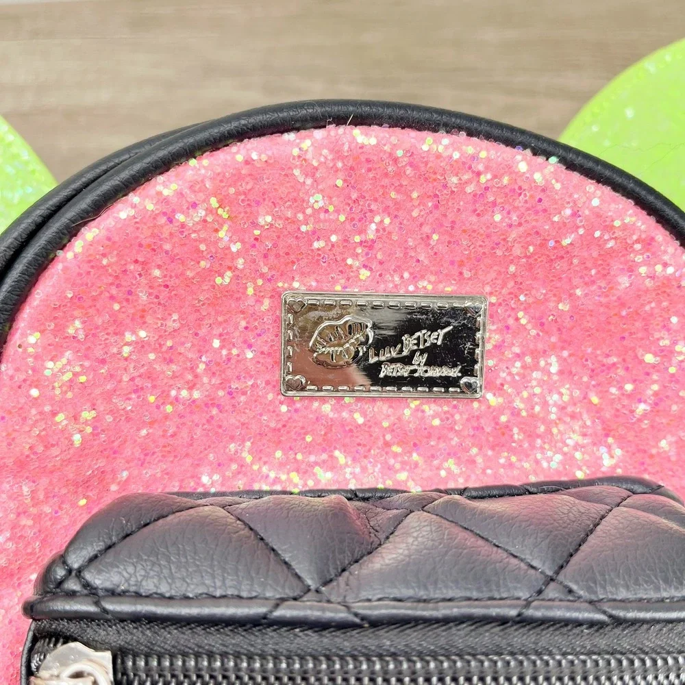 Luv Betsey by Betsey Johnson Mini Backpack Pink Green Glitter Wings Fairy Core‎